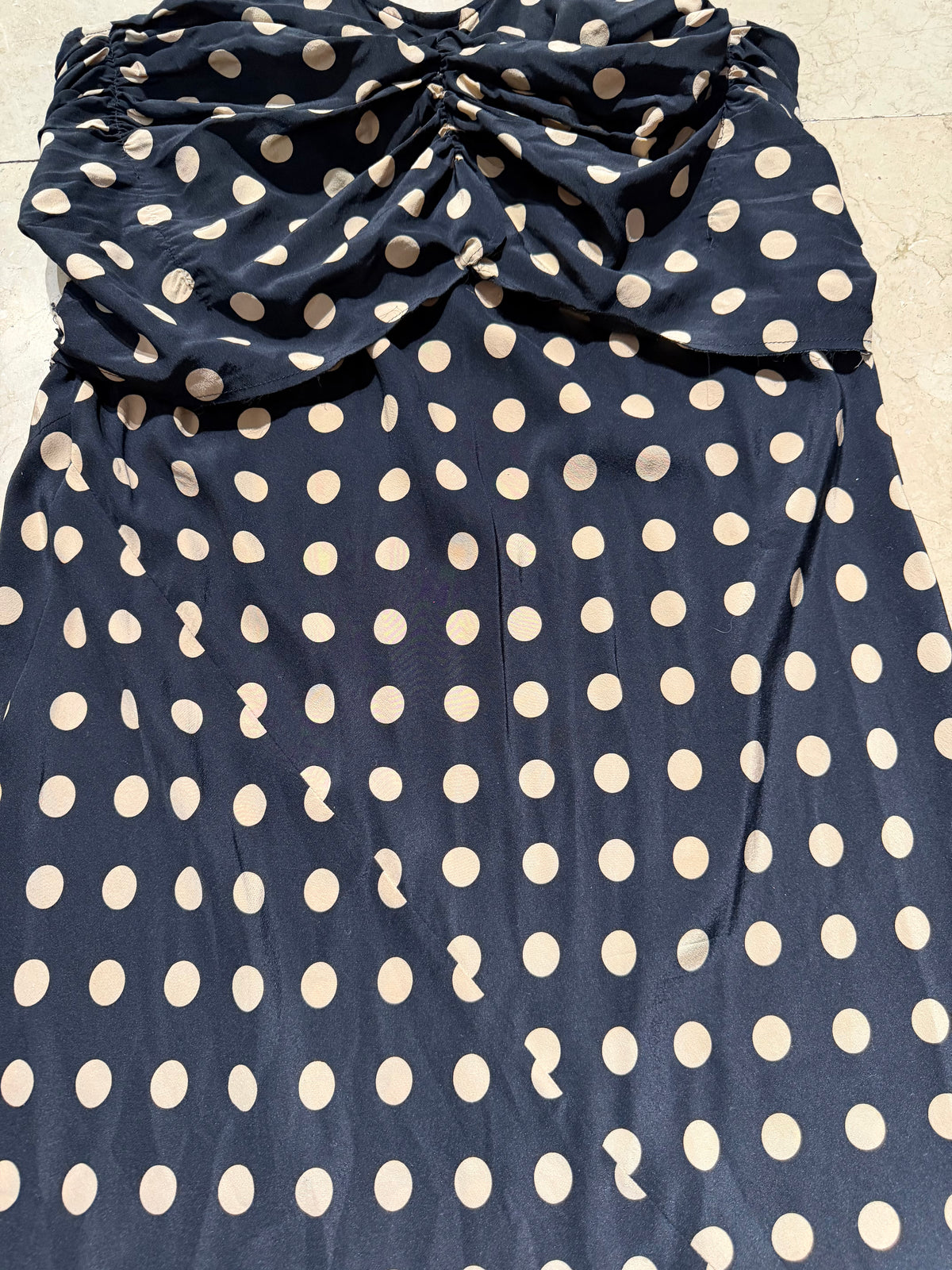 Comme Des Garçons black silk polka dot long dress, classy minimalist design, sz M, Mint