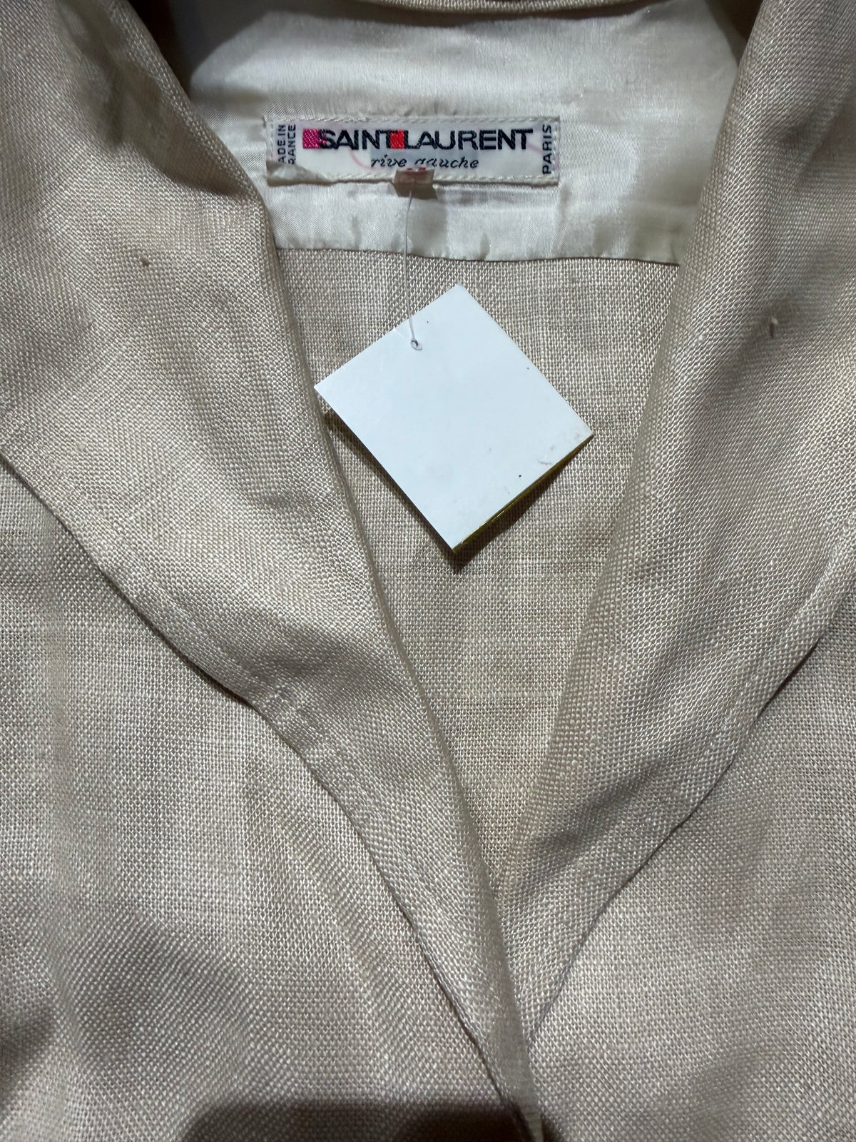 Saint Laurent Rive Gauche ecru sailor style pure linen dress made in France, 1970s, Mint Condition; sz 38- S