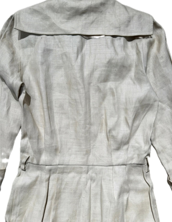 Saint Laurent Rive Gauche ecru sailor style pure linen dress made in France, 1970s, Mint Condition; sz 38- S