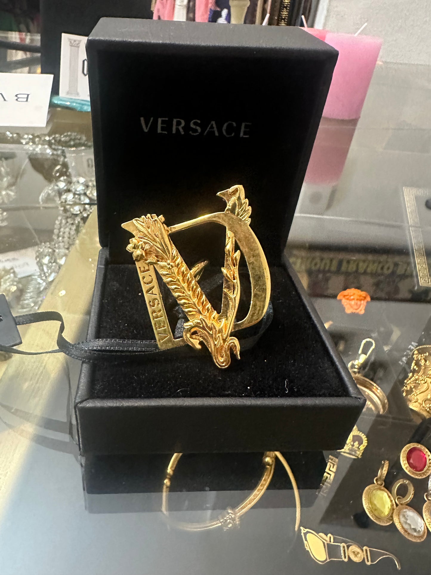 Versace Donatella Virtus big golden baroque ring sz 13 BNWT