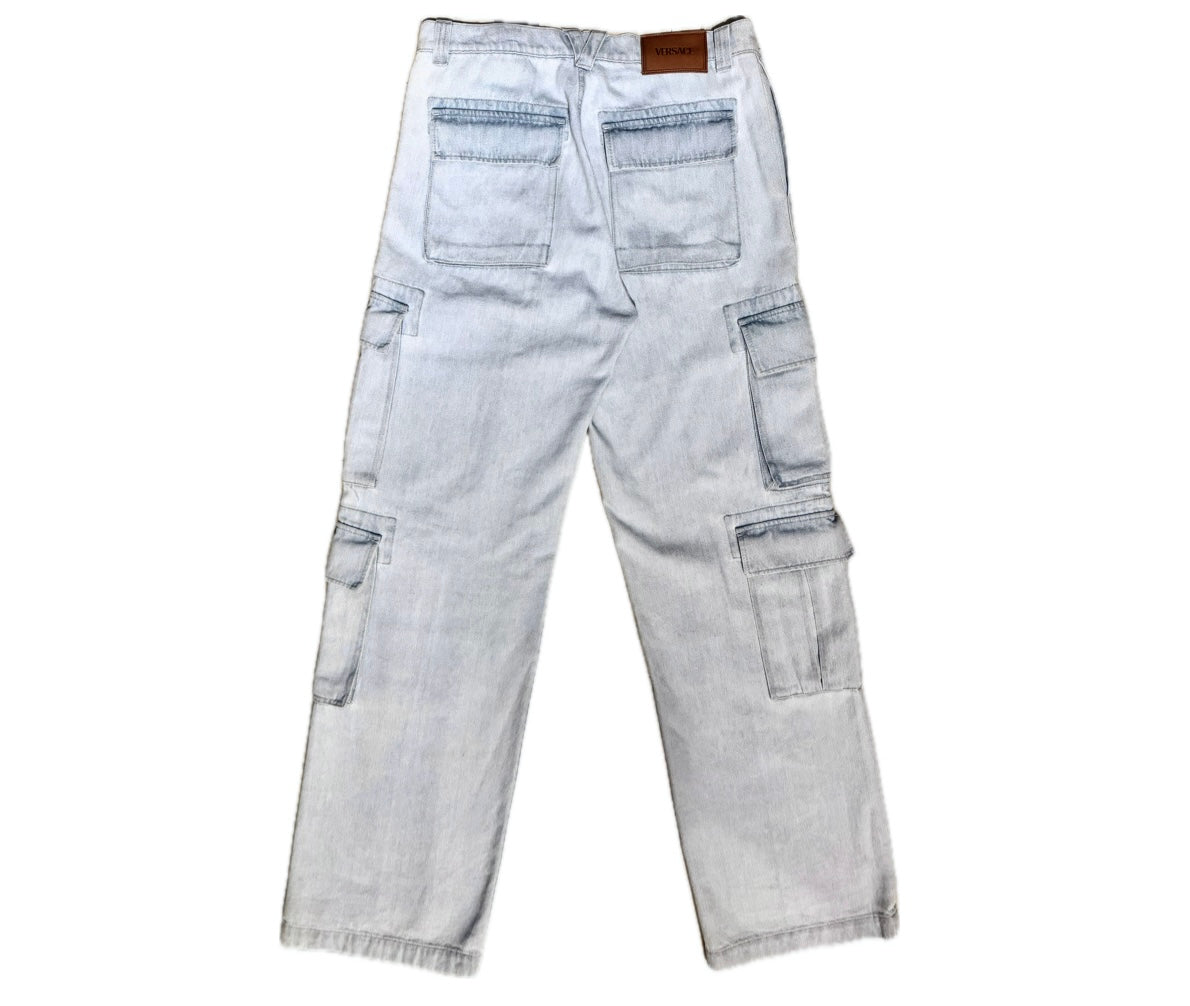 Versace luxury light blue denim cargo jeans sz 34 BNWT