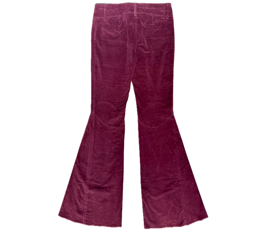 Dolce & Gabbana bell bottom burgundy velvet trousers, 90s NOS, sz 40 & 44 available