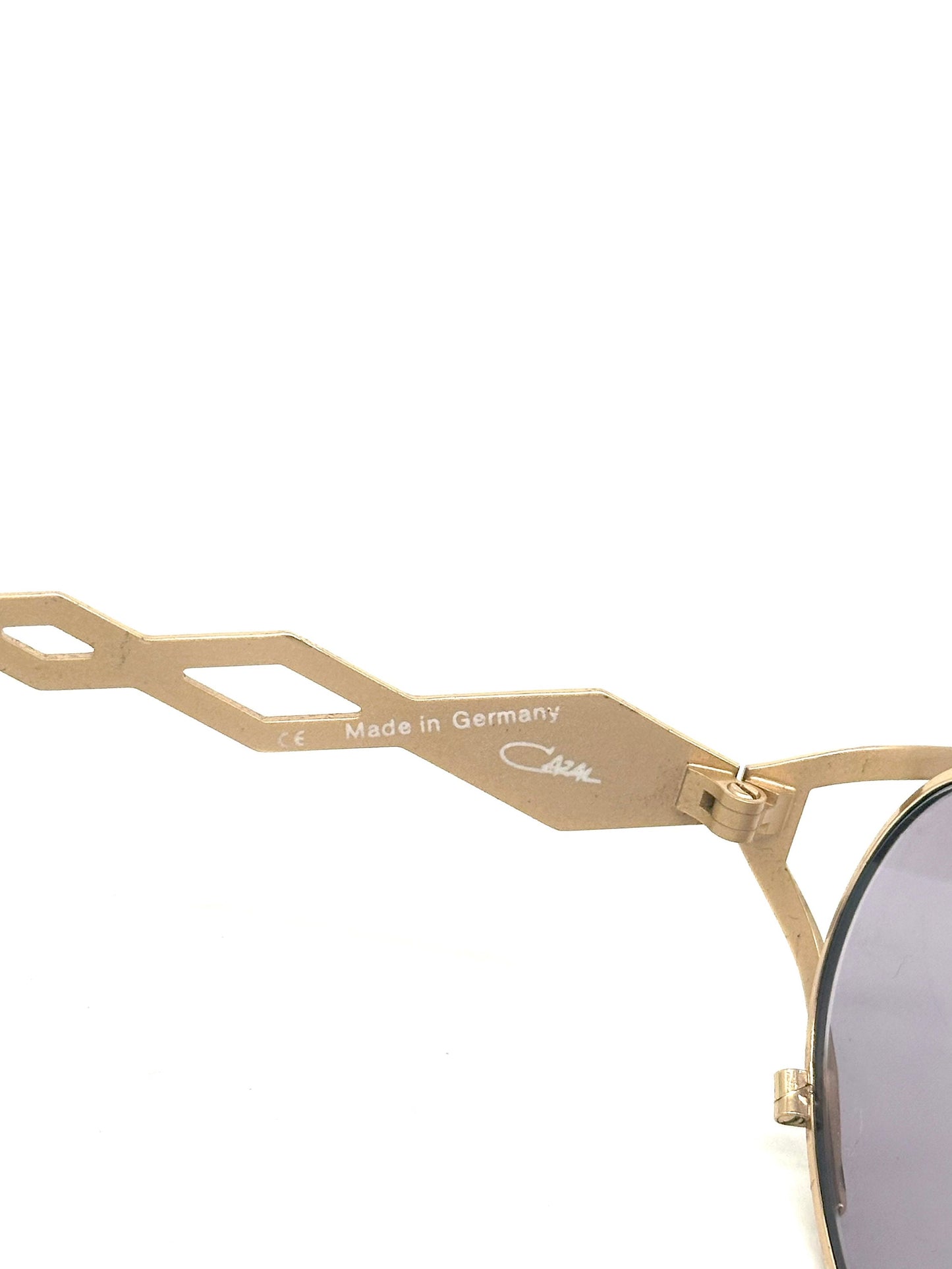 Cazal MOD 977 x cross bridge-temples oval golden metal sunglasses w black enameled details, mint