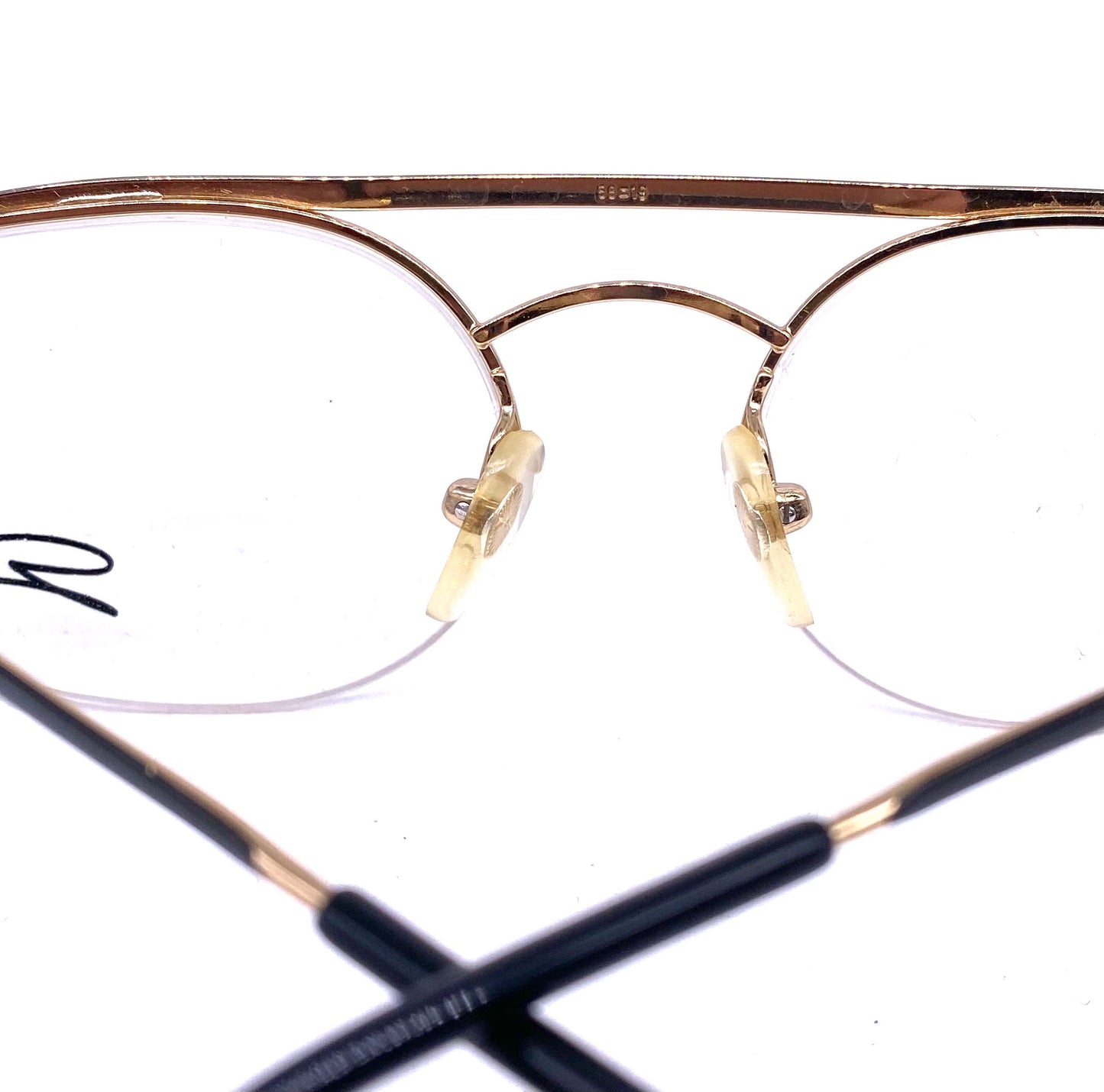 Genny 518 oval flat top rimless eyeglasses frames hand made in Italy, coolest minimalist design 1980s NoS