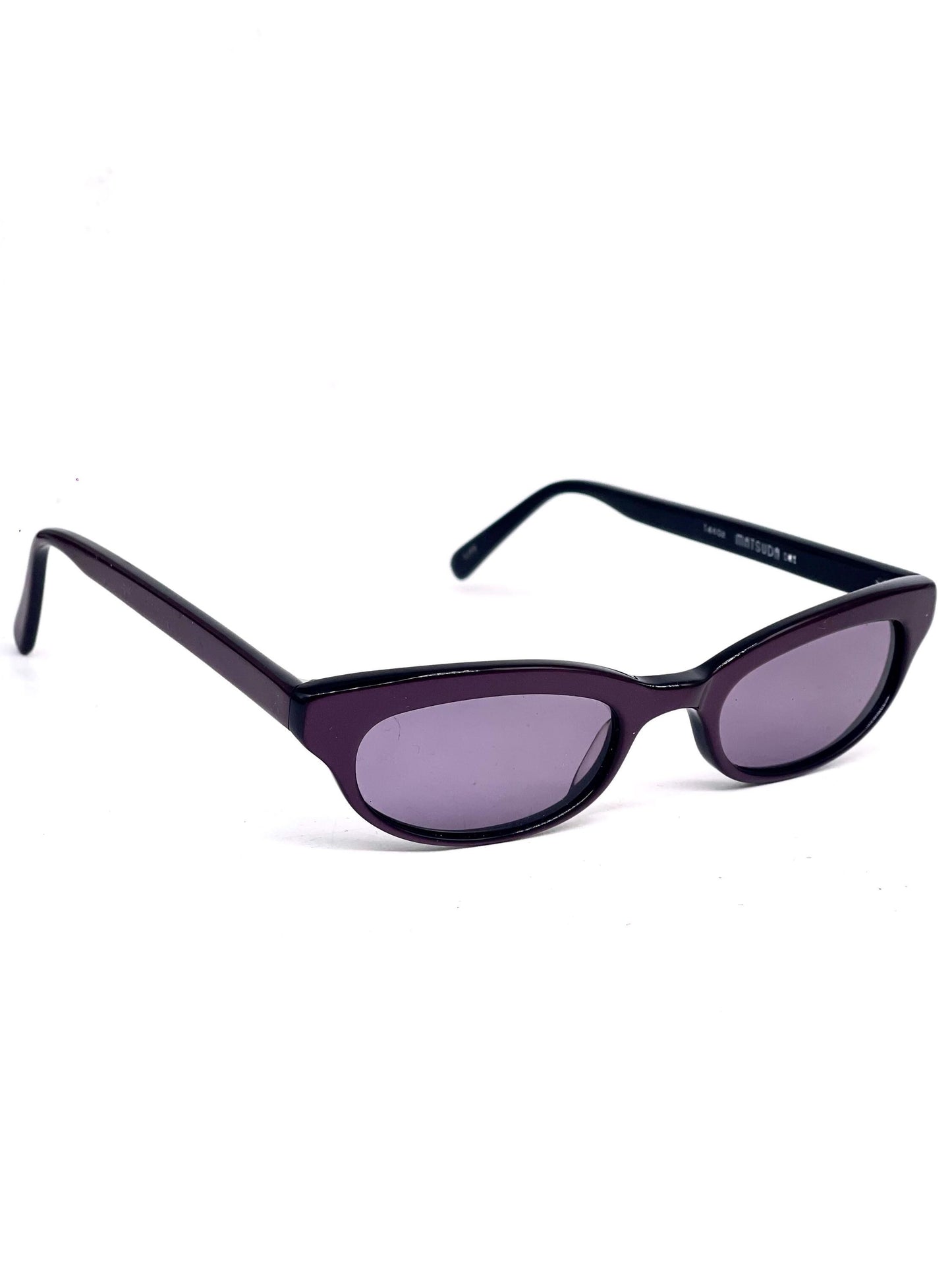 MATSUDA sleek minimalist acetate cateye sunglasses coming in blue and purple colors, NOS 90s Japan