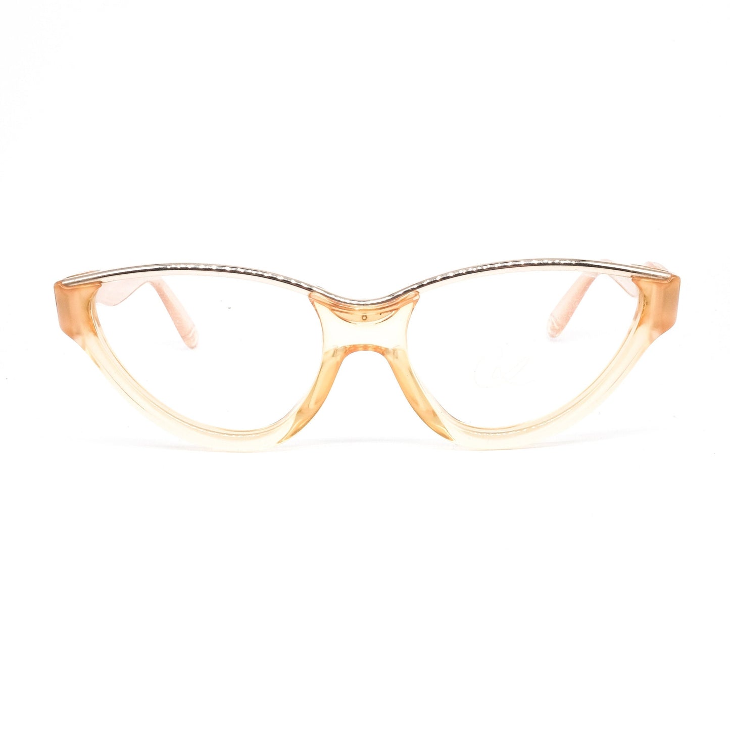 Christian Lacroix 7304 designer cateye frsmes with wavy gold browline, 80s nos Germany; 2 colors