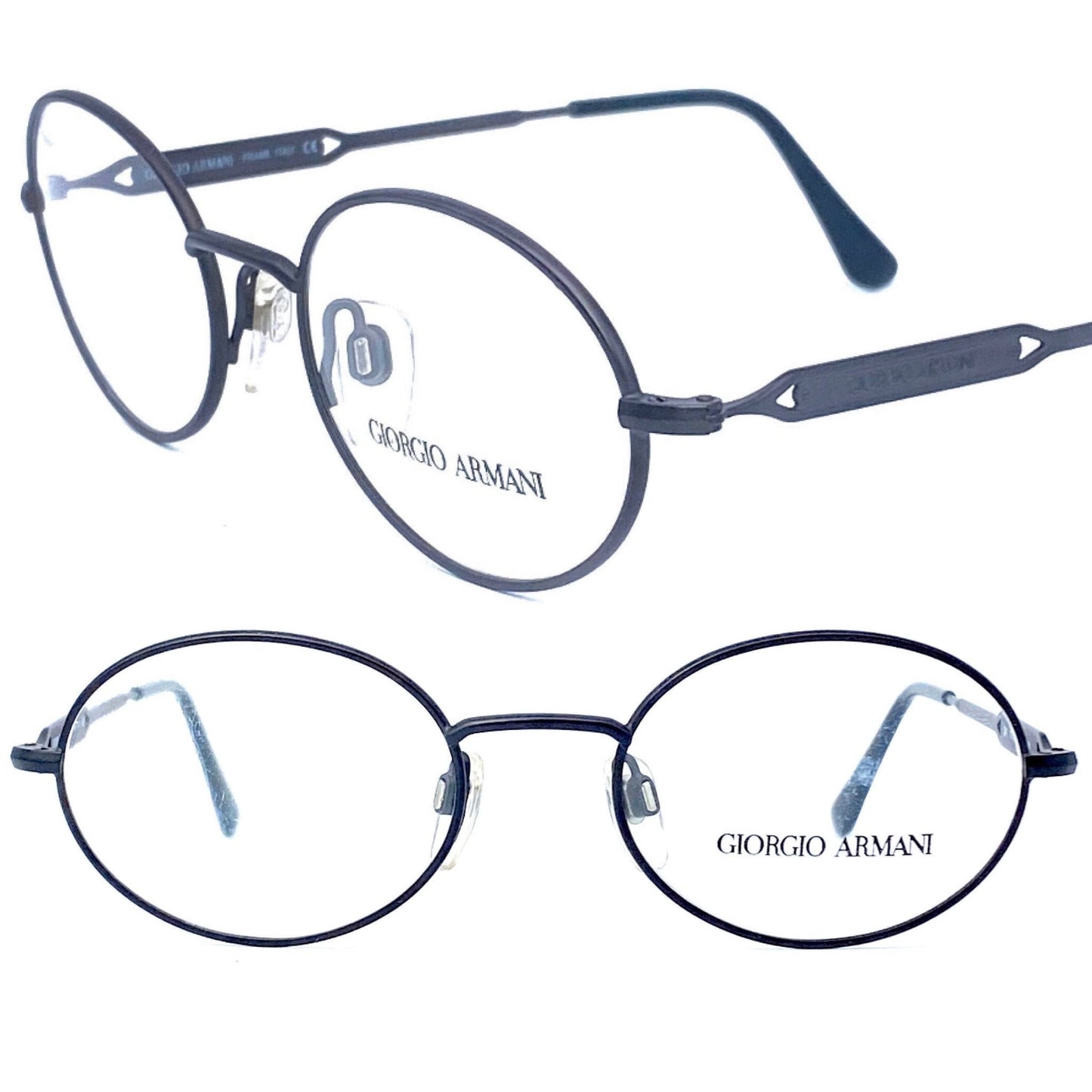 Giorgio Armani Total black oval eyeglasses frames made in Italy, 1980s NOS