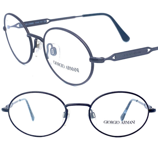 Giorgio Armani Total black oval eyeglasses frames made in Italy, 1980s NOS