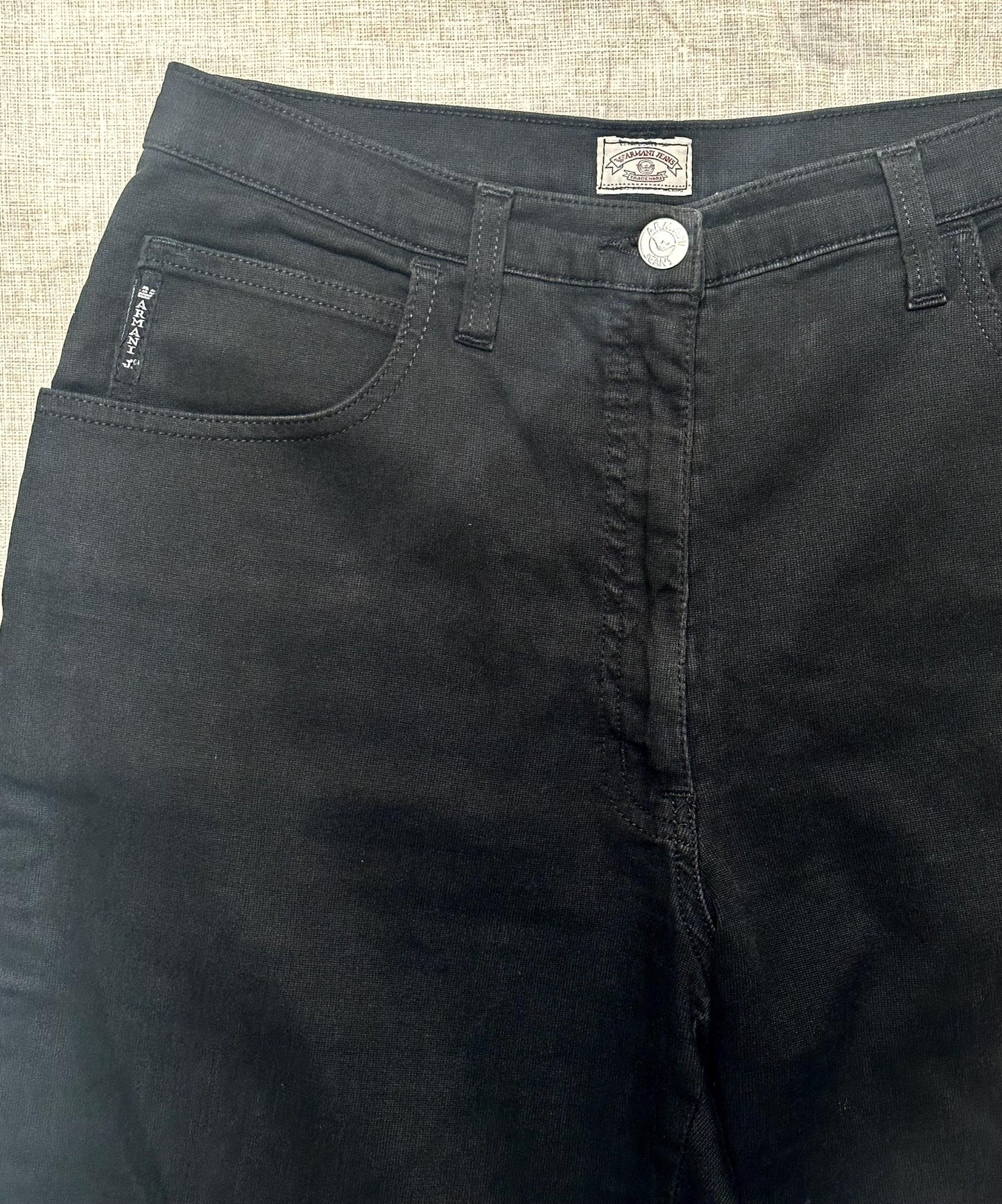 Armani Jeans Black Light Cotton Trousers size 30 90s