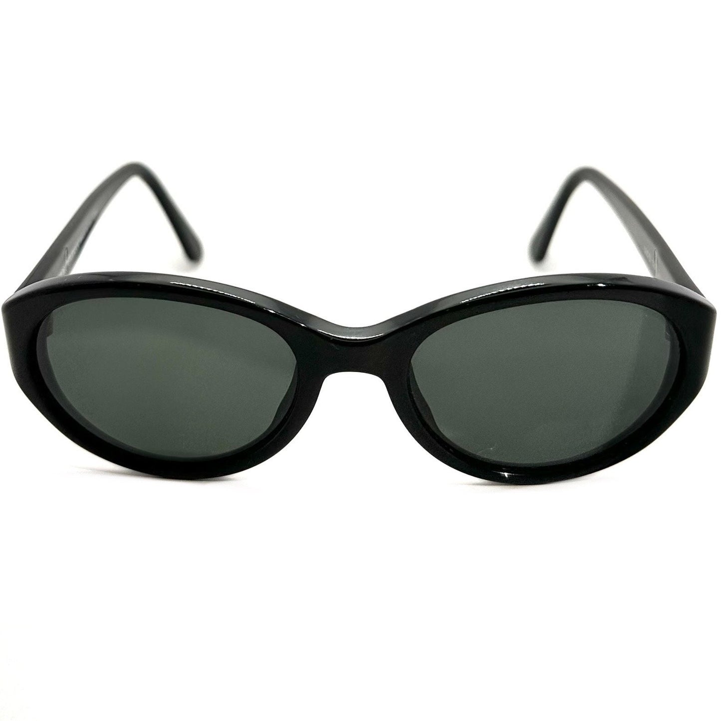Emporio Armani 560-S oval sunglasses black with silver eagle logo minimal