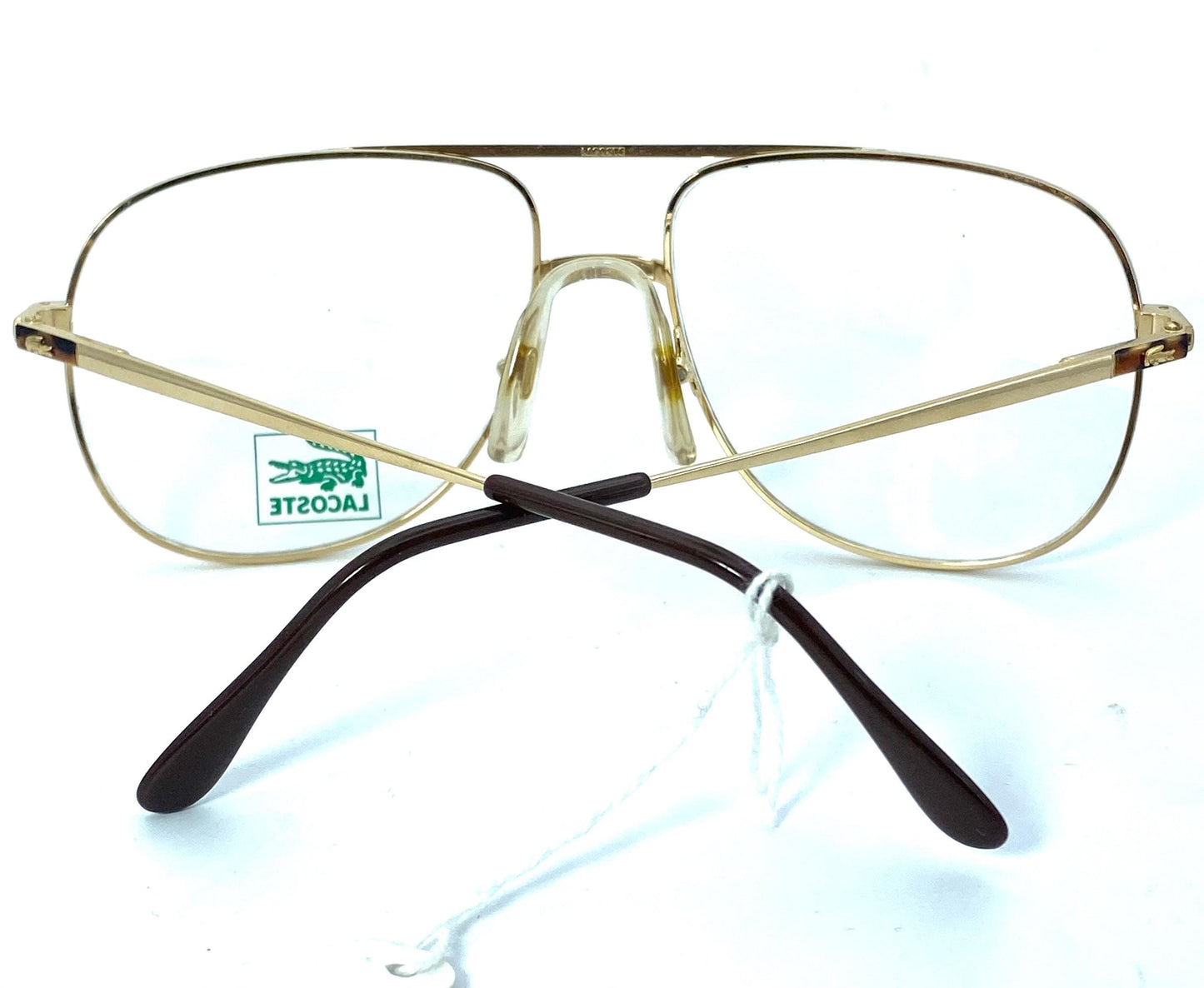 Lacoste dbl bridge golden metal aviator frames w tortoise enameled details, NOS 80s Lamy France
