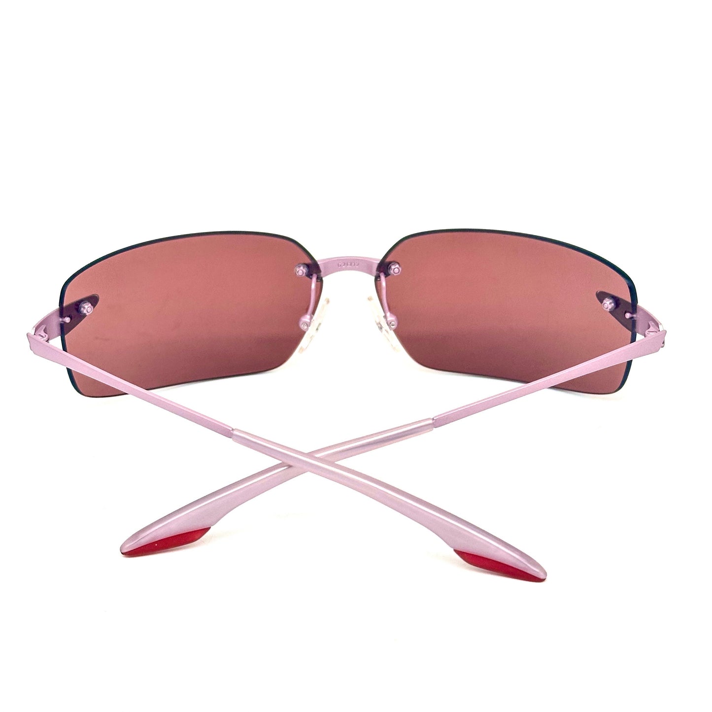 Calvin Klein 2053S 204 early y2k pink square rimless sunglasses made in Italy, NOS