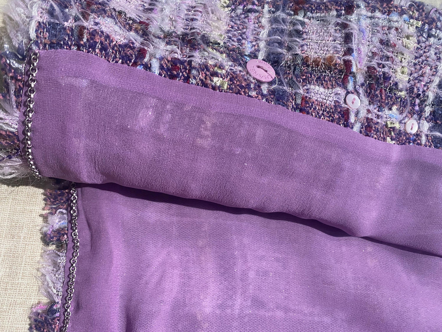 Chanel rare soft lesage purple/lavender tweed blazer jacket sz 42, as new