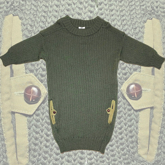 Abito maglione militare a trecce Iceberg con tasche, made in Italy anni '90, nuovo