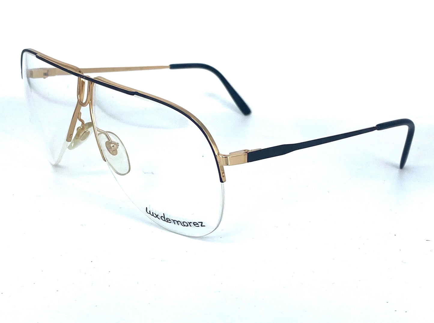 Lux De Morez avant-garde golden metal aviator frames made in France, NOS 80s 2 variants