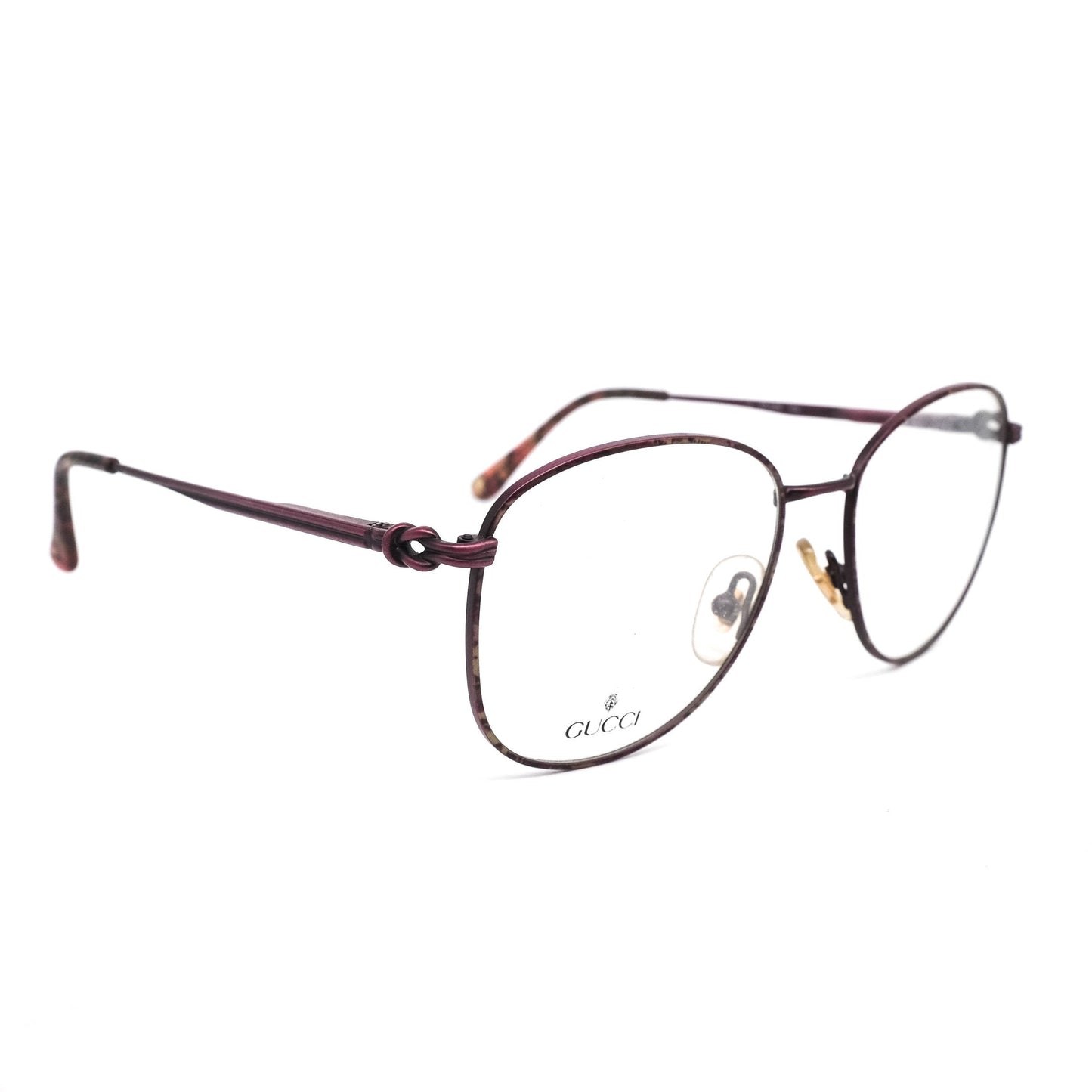 Gucci gg2299 dark purple metallic round square eyeglasses frames, 90s NOS made in Italy
