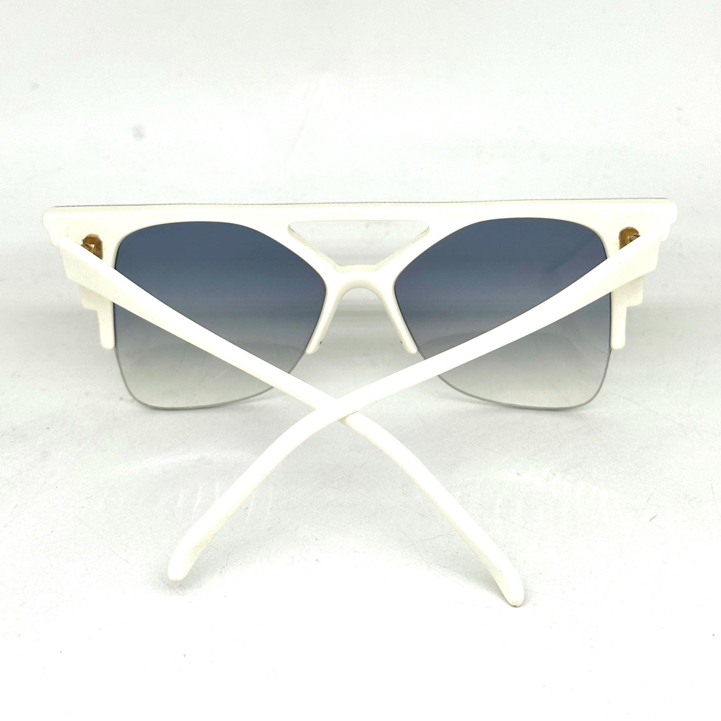 IDC 88 futuristic white lacquered ethnic geometric sunglasses made in France 80s NOS