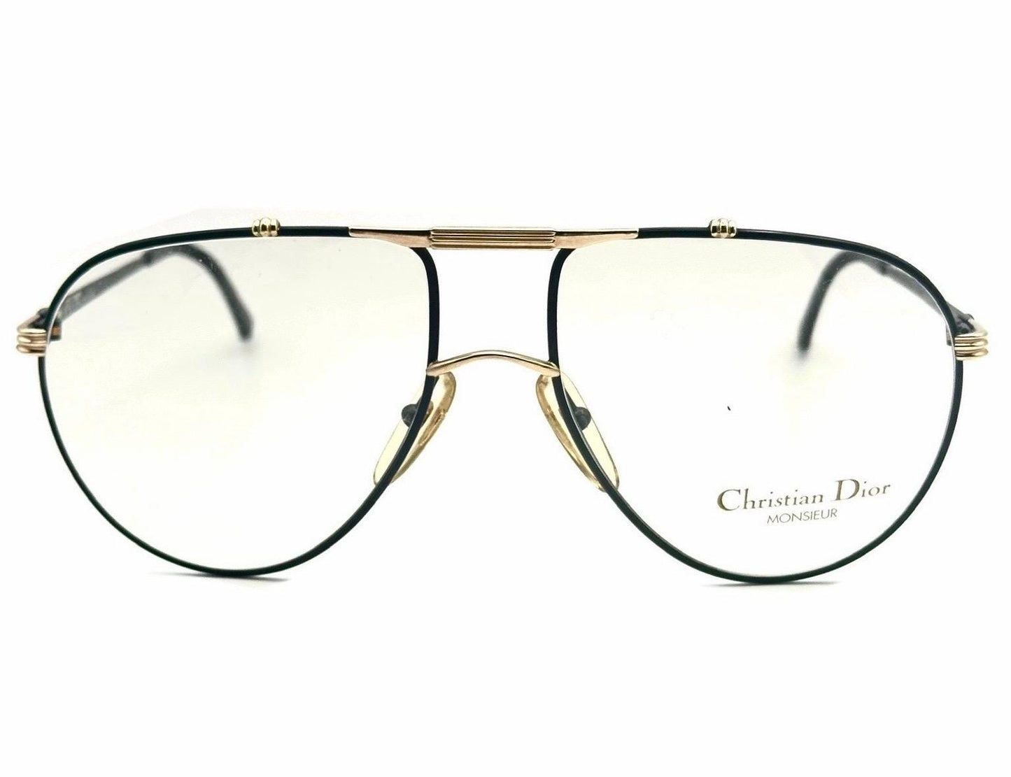 Dior Monsieur 2248 black/gold metal aviator glasses frames made in Austria, NOS 80s mint