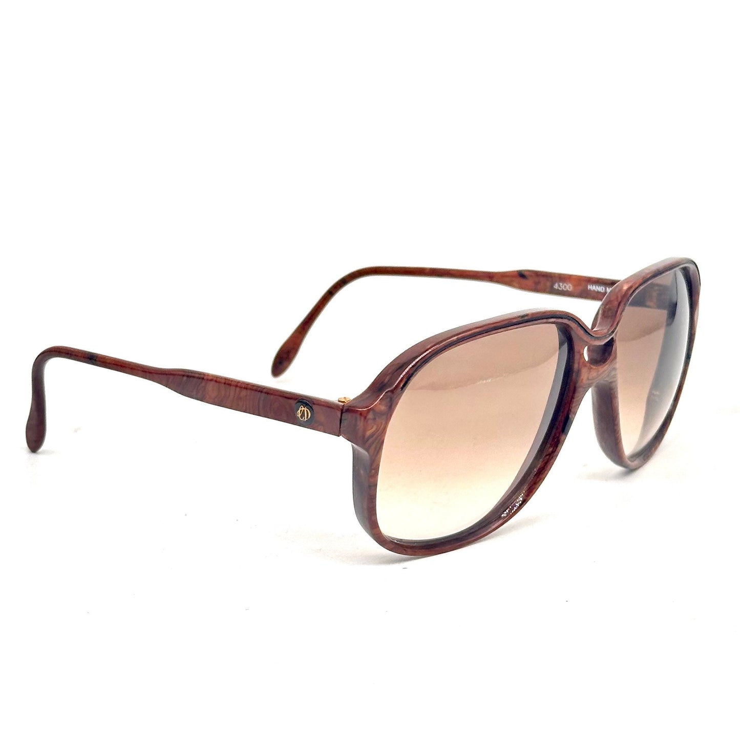 Christopher Dunhill London brown marble square oversize sunglasses hand made in Italy, 90s NOS