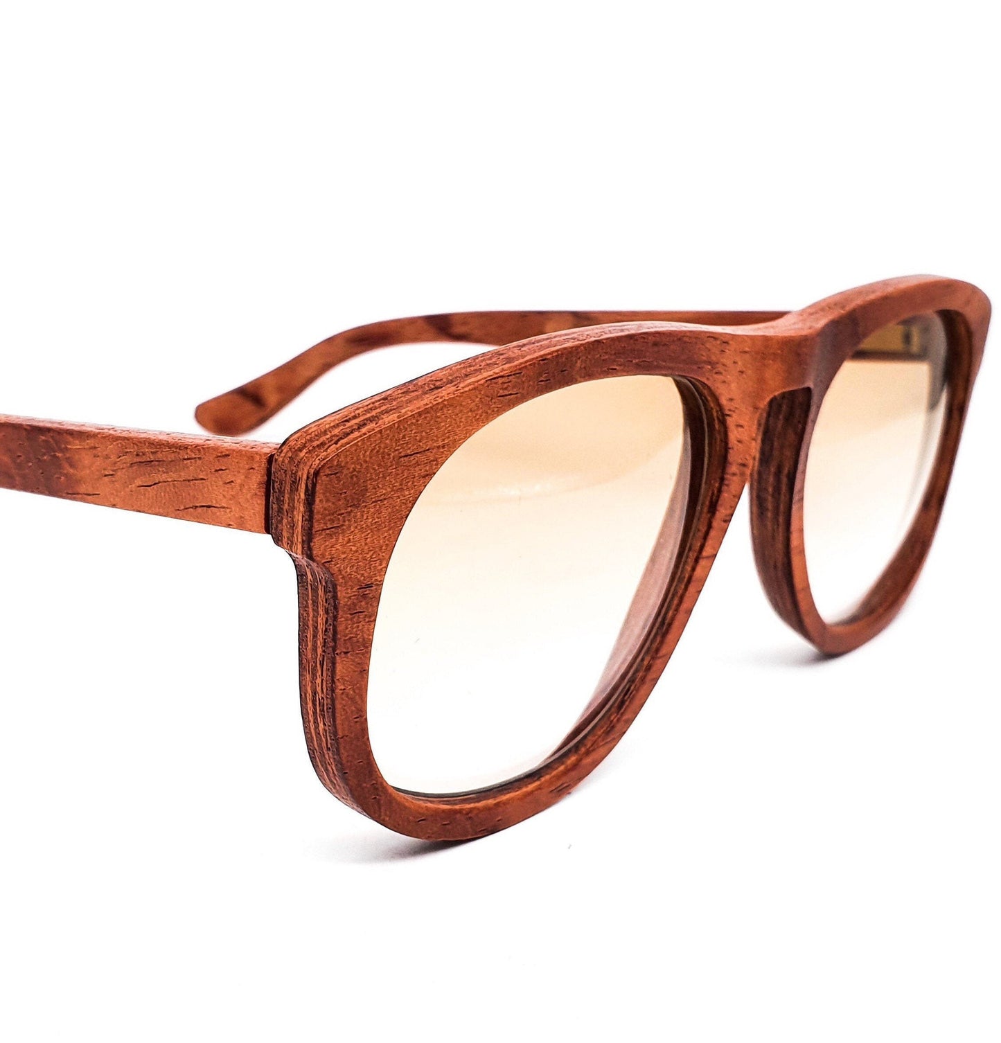 Jean Lempereur woodline aviator rosewood sunglasses fade lenses, NOS 1980s Handmade France