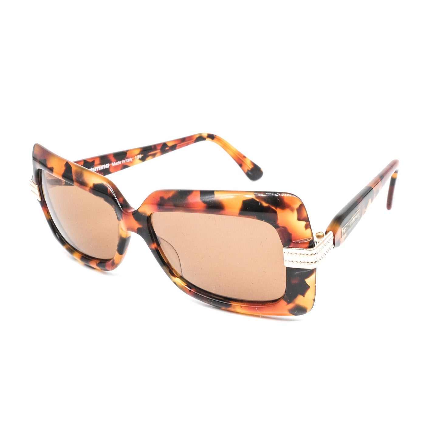 Mimmina vintage square butterly sunglasses in brown tortoise acetate made in Italy nos 80s