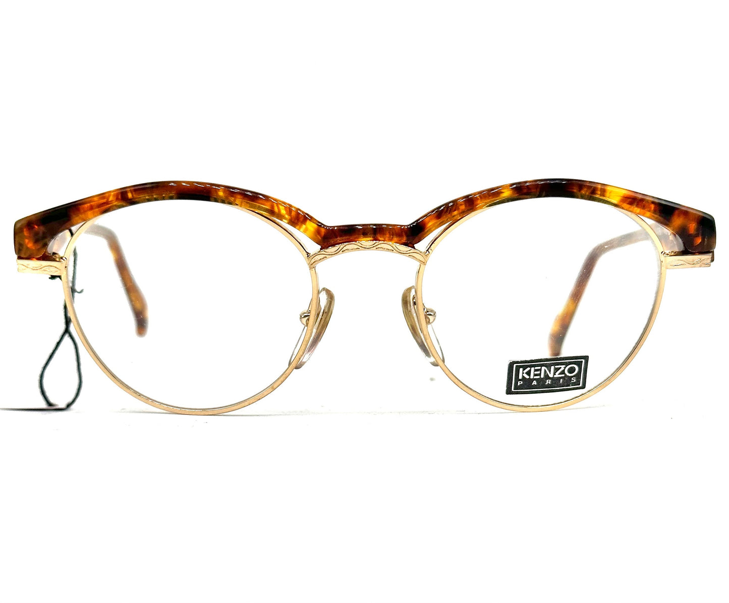 Kenzo Reggae K61 avant-garde pantos frames w cutoff details on the colorful cello browline, 80s NoS France