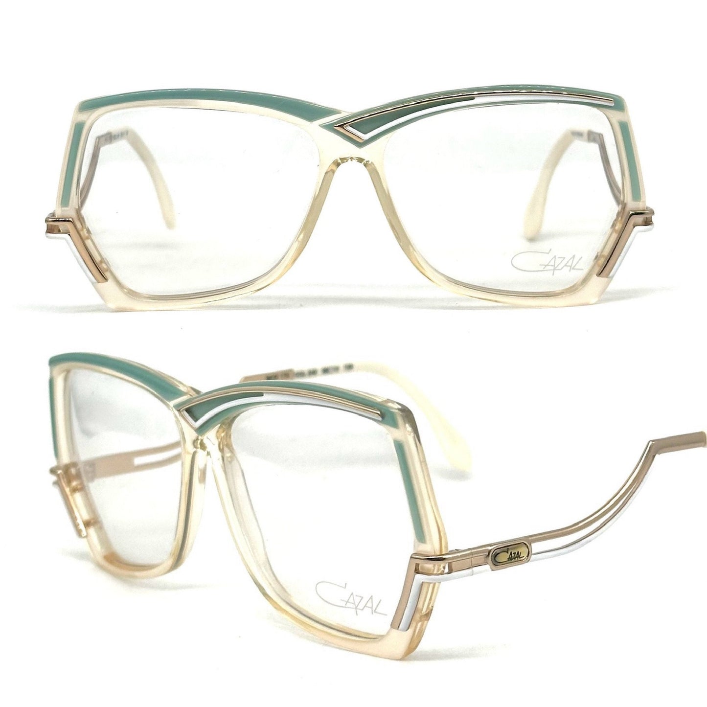 Cazal 178 collectors’ square oversized eyeglasses w asymmetrical details, NOS 80s W. Germany