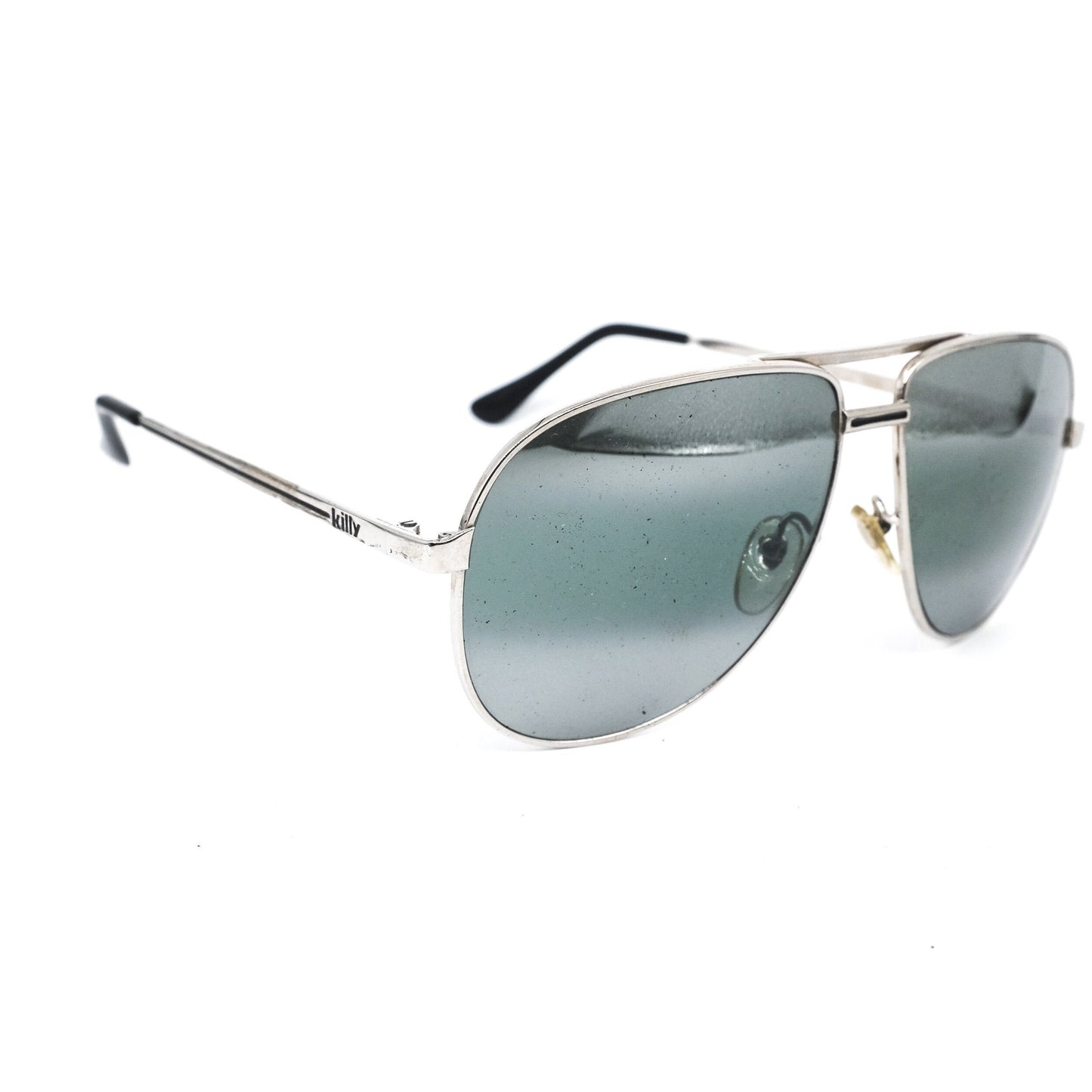 Killy vintage classic silver metal aviator with silver mirrored lenses. new old stock 80s with box