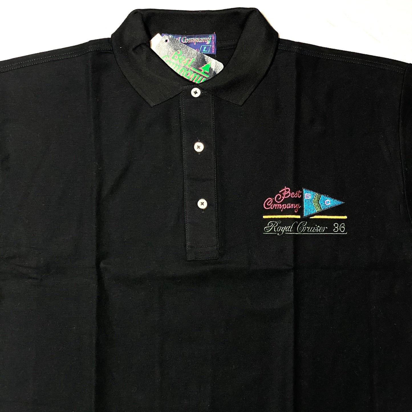Best Company 80s Royal Cruiser 36 embroidered Black or White polo shirt new with tags, sizes available