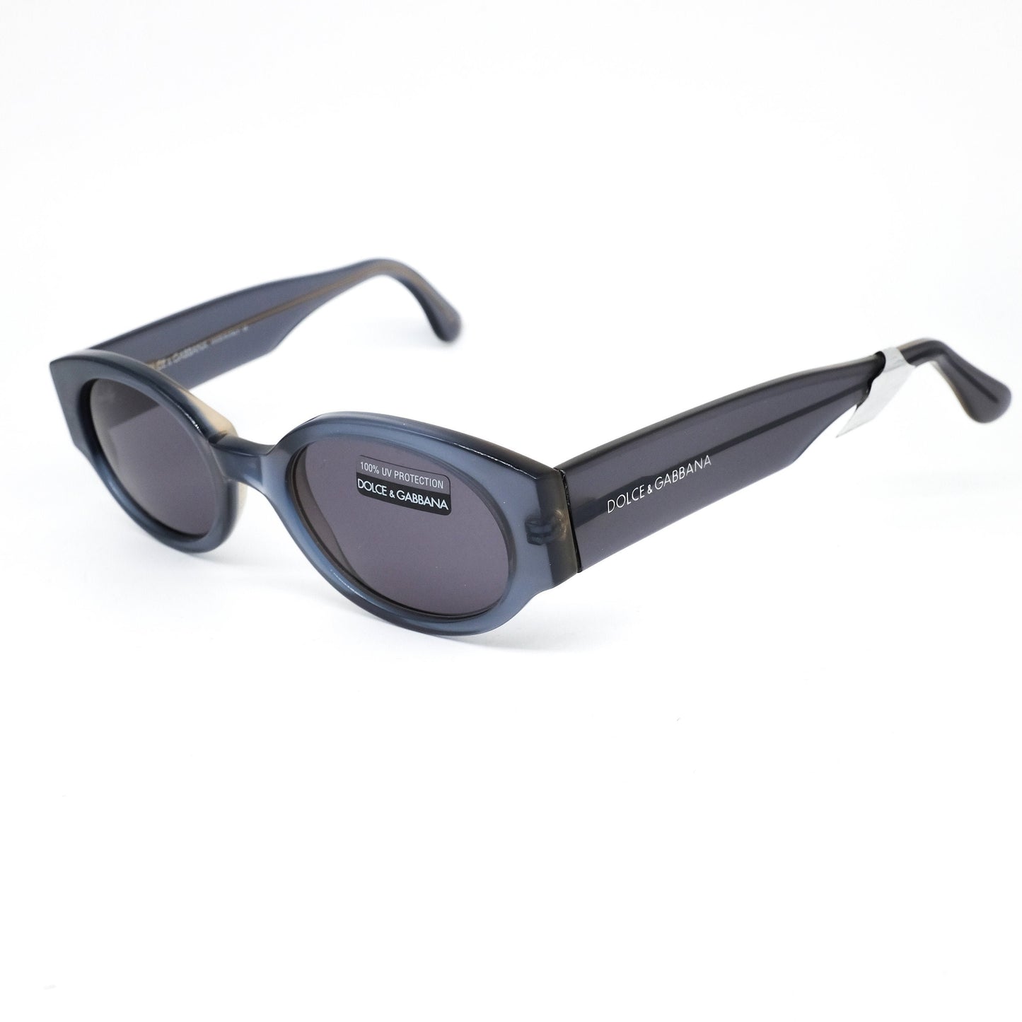 Dolce & Gabbana 700s oval translucent black acetate sunglasses made in Italy, 90s NOS
