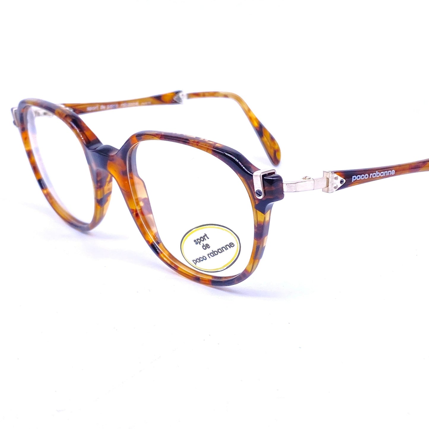 Paco Rabanne montature geek quadrate con dettagli steampunk, NOS 80 France