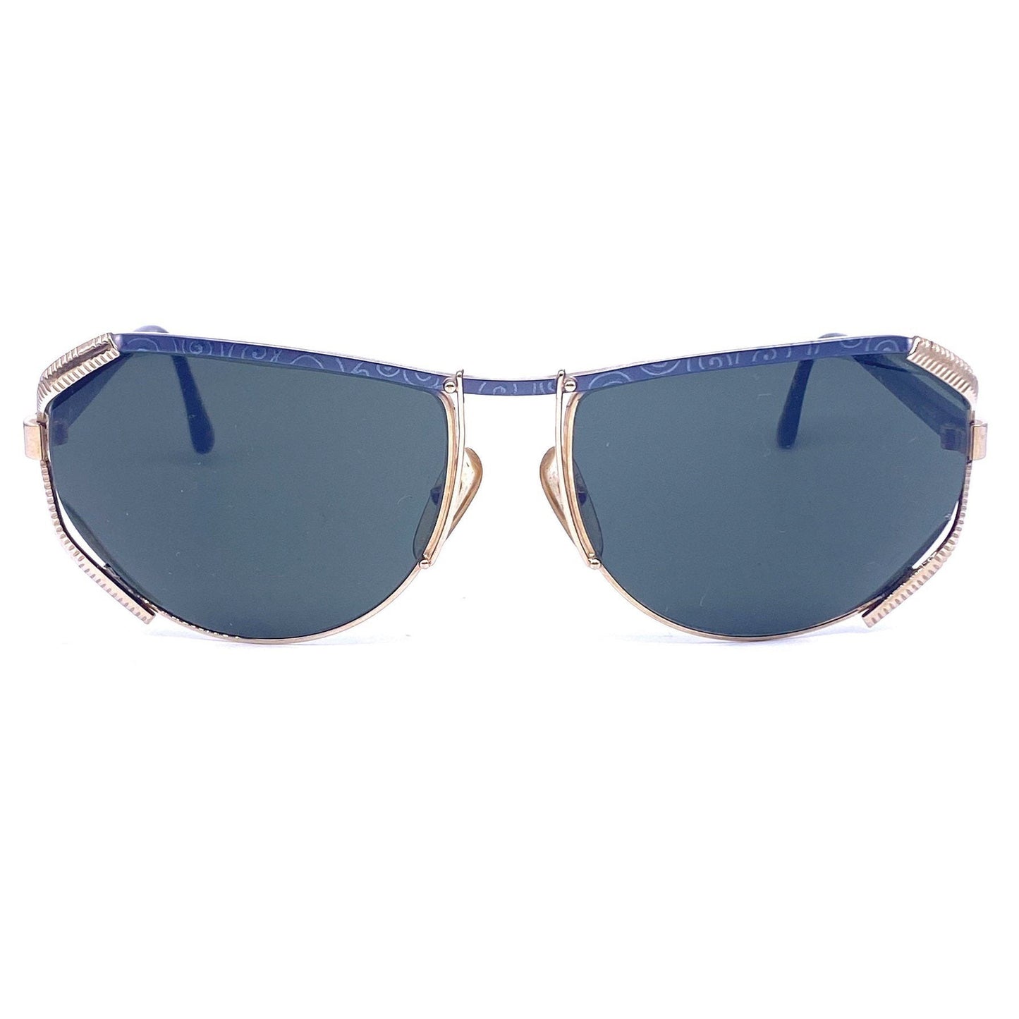 Christian Dior 2609 Oversized Patterned Browline Sunglasses with Golden Metal nose bridge 1980s NOS Made in Austria