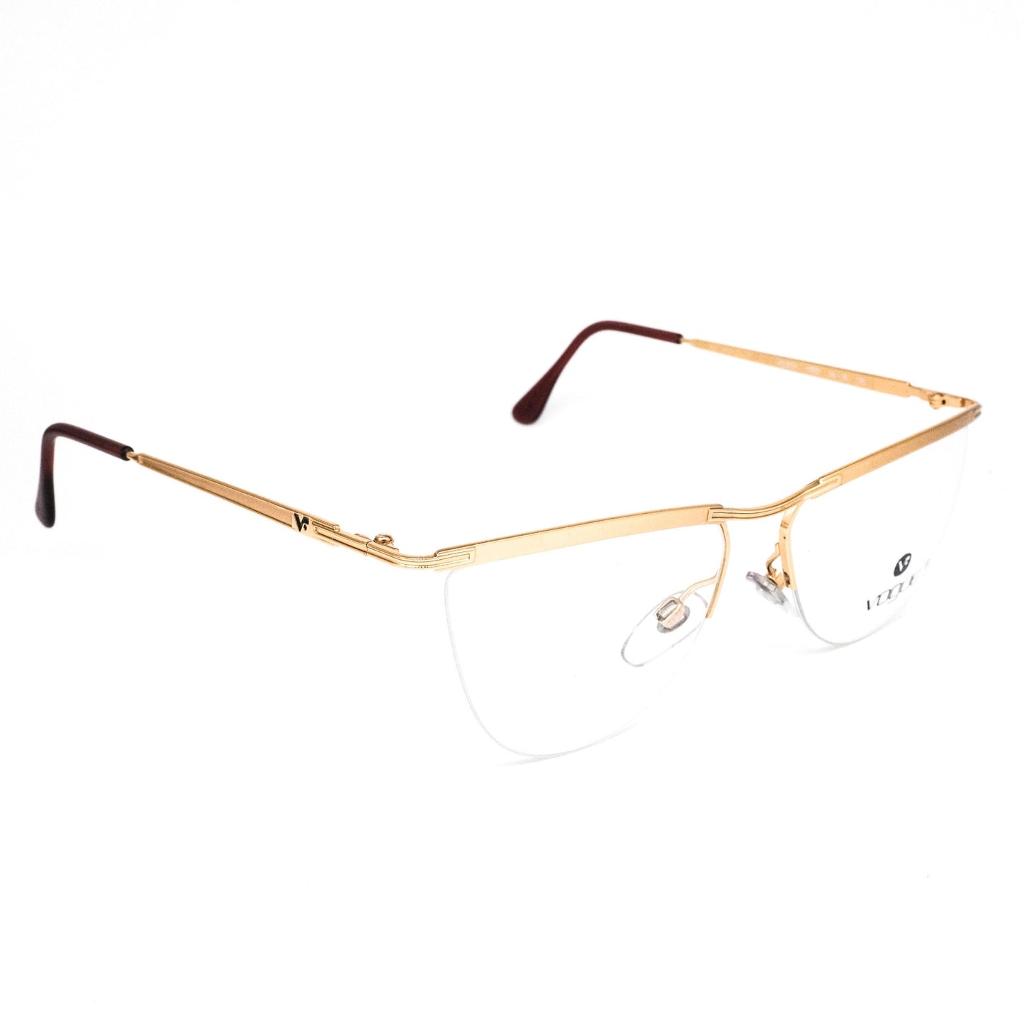 Vogue VO 3031 minimal gold metal browline eyeglasses frames with teardrop lenses, 1990s NOS.