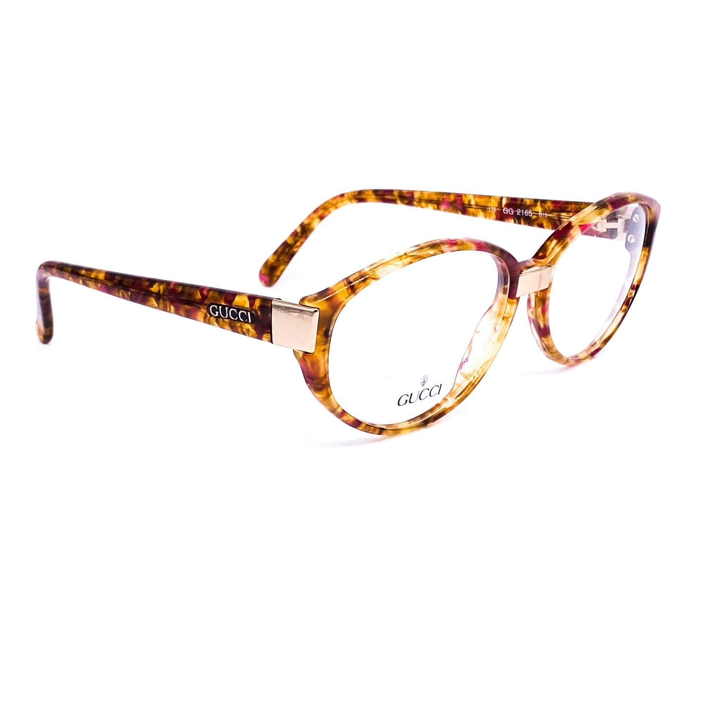 Gucci GG 2165 Oval Brown Tortoise glasses Frames made in Italy, 1980s NOs