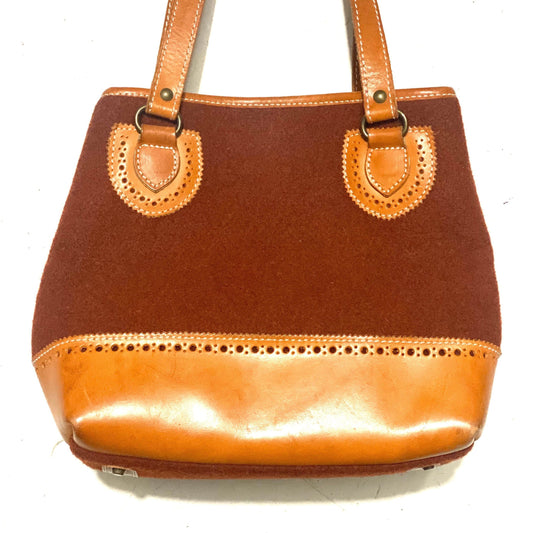 Bonfanti burgundy wool & cuir leather winter country chic bag, 80s Italy mint condition.