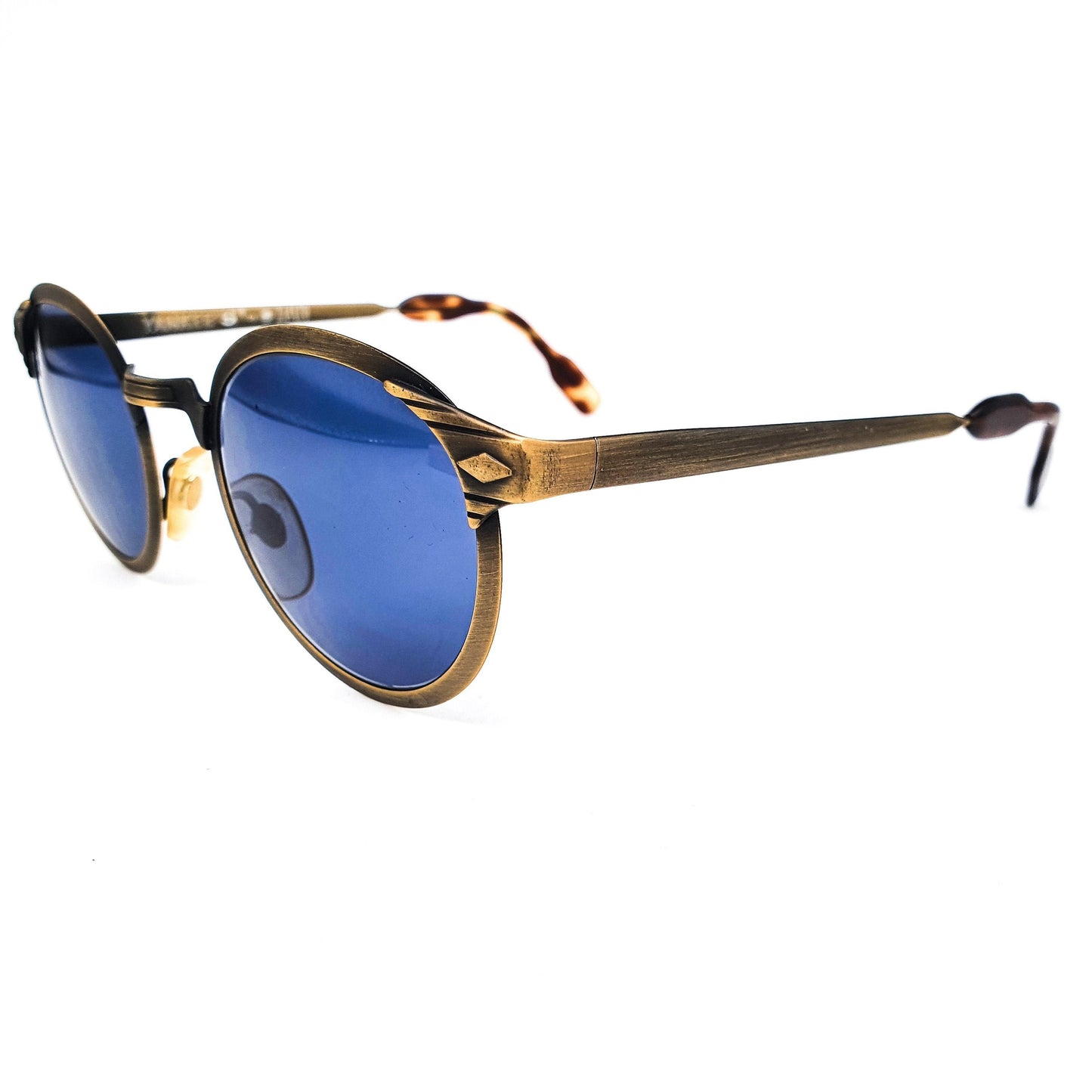 Yankee's by zagato round antique brushed brass sunglasses, 90s NOS