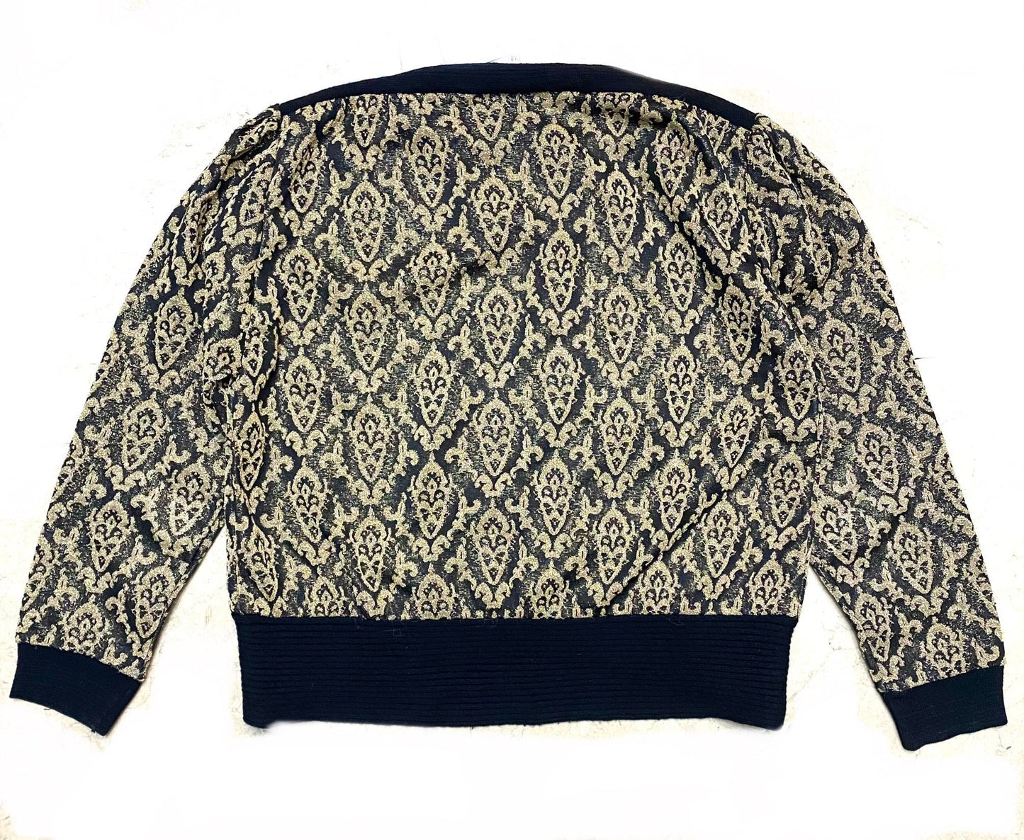 Top Pierre Cardin con scollo a barchetta in maglia di lana damascata nera/oro, menta