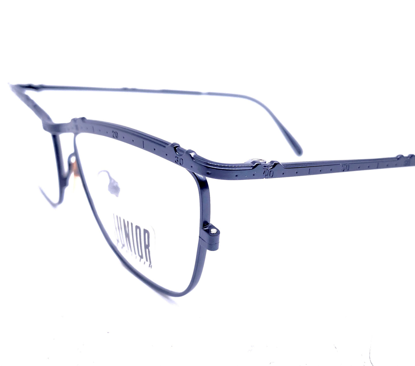 Junior Gaultier 57-3174 black metal cateye frames with “unrolled” watch bezel browline, collectible and cool, NoS 80s Japan