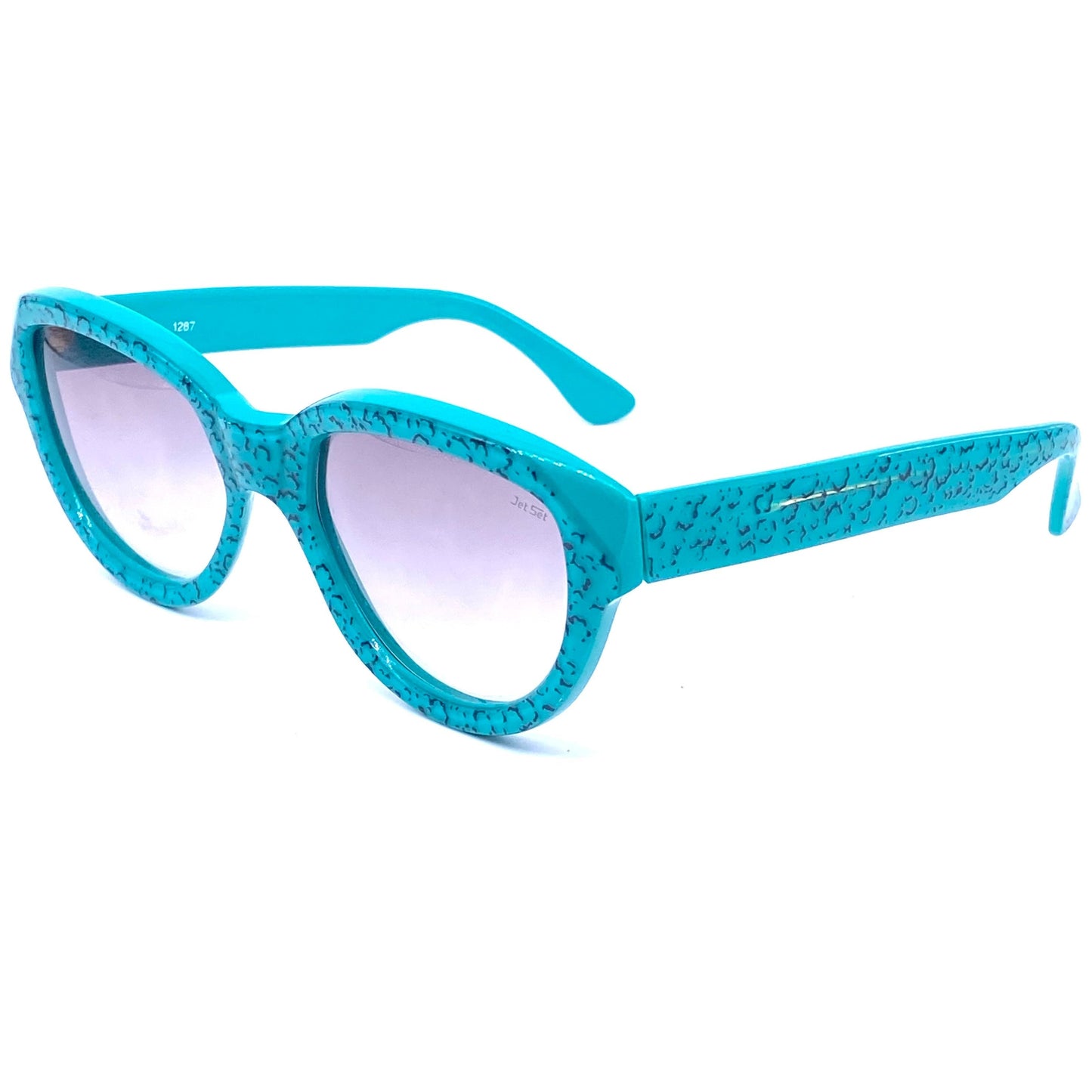 JetSet Thick Cateye sunglasses in pure 90s style , coming in pink or Green abstract texture, NOS and mint