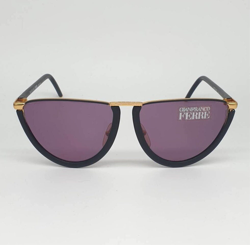 Gianfranco Ferrè GFF 9/S  Gold and  Black matt vintage drop cat eye sunglasses NOS 1990s.
