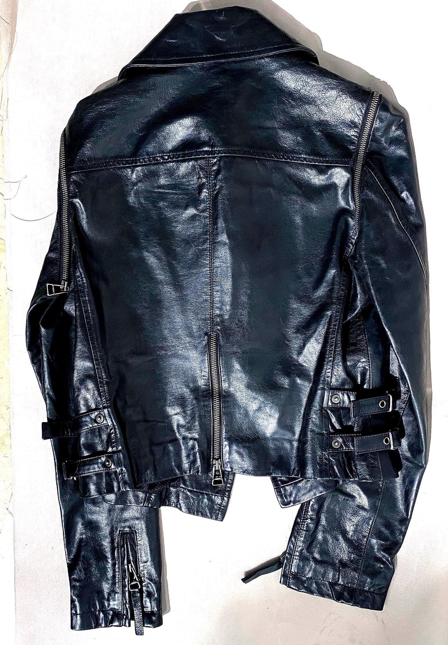 Pinko black chiodo-vest leather jacket 2 in 1 detachable sleeves, mint sz M- 42