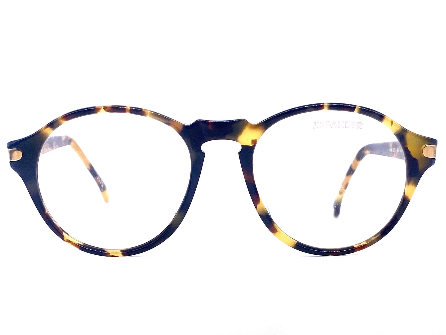 Jil Sander Demi amber round keyhole eyeglasses frames made in Germany. 80s NOS