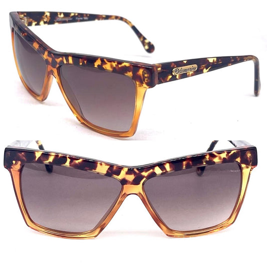 Bluemarine bicolor tortoise-cola cateye oversize sunglasses hand made Italy 90s NOS