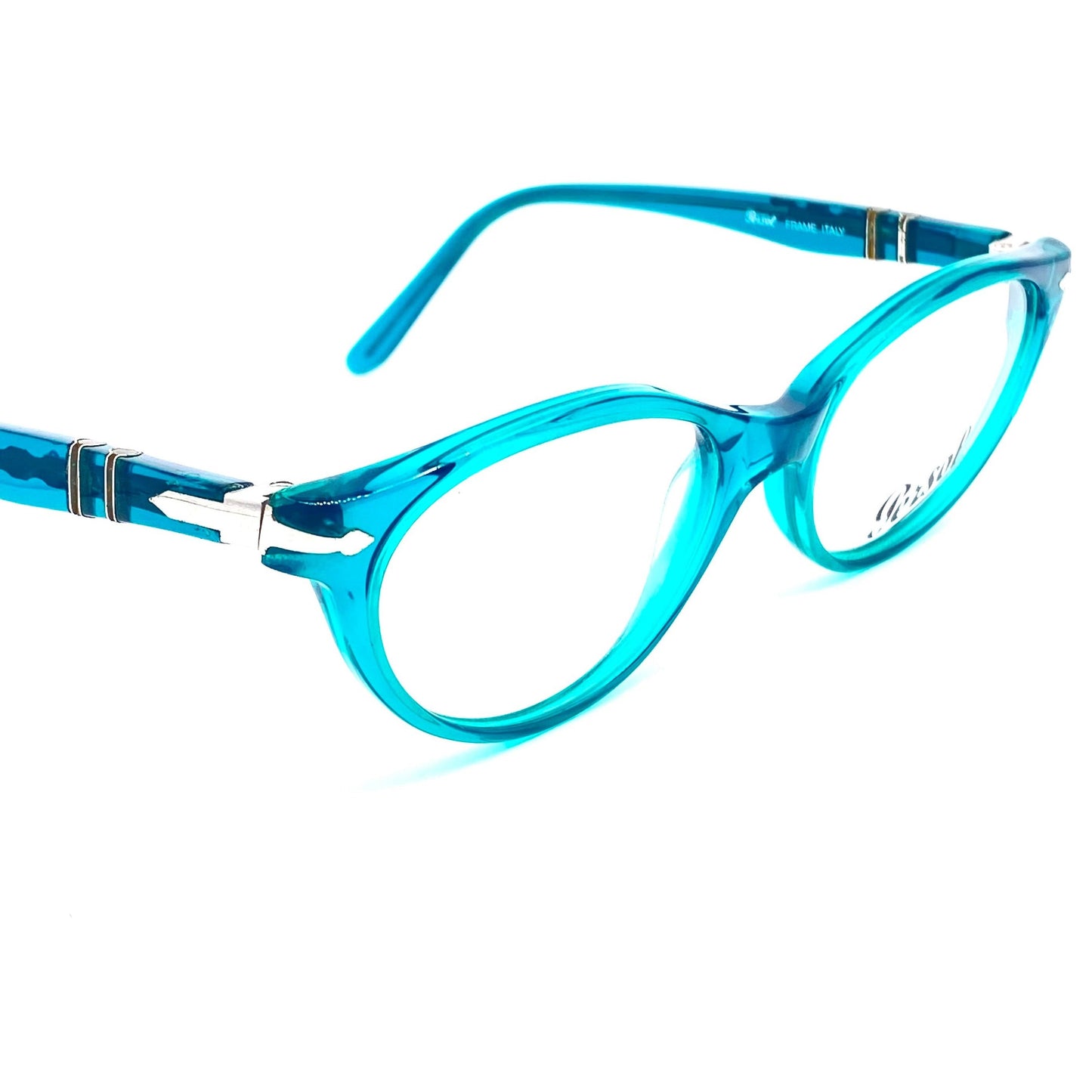 Persol 2518-V blue/green cateye eyeglasses frames hand made in Italy, NOS 90s