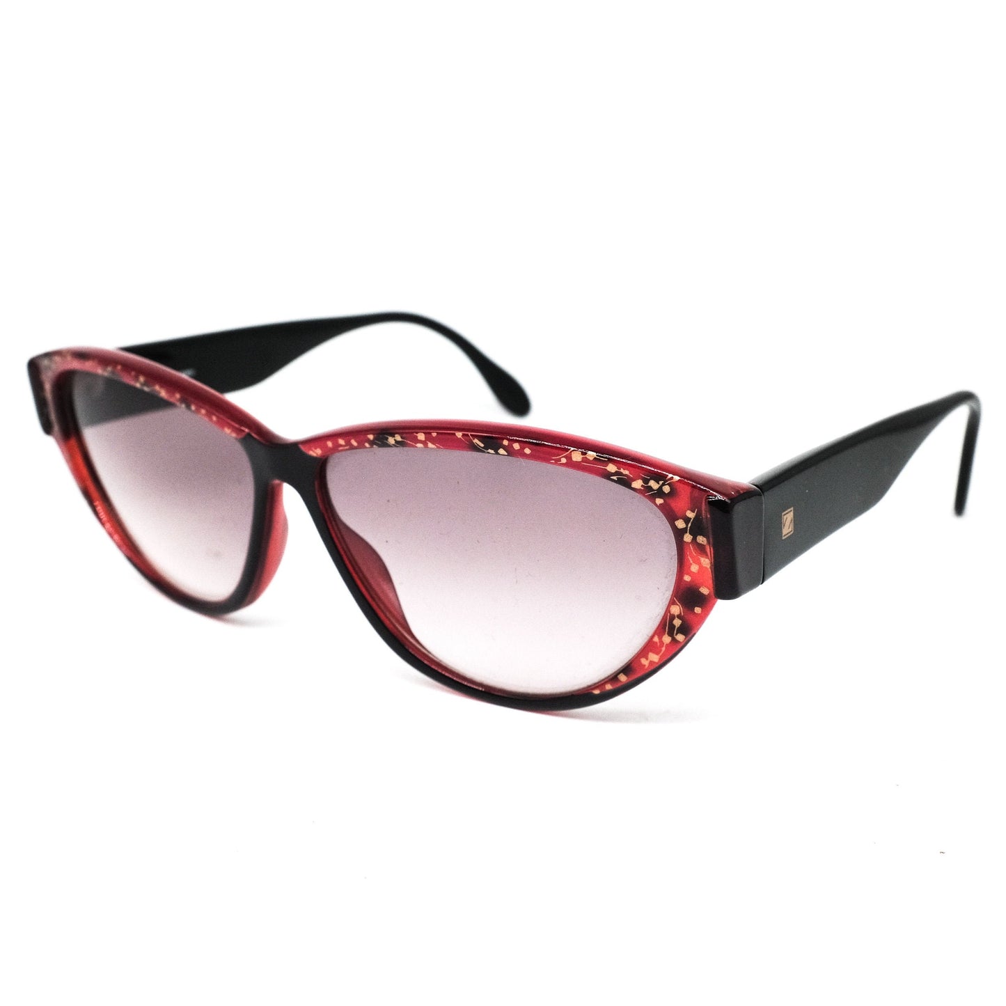 Carl Zeiss red and black cateye sunglasses w zeiss degrade lenses, NOS 1990s Germany