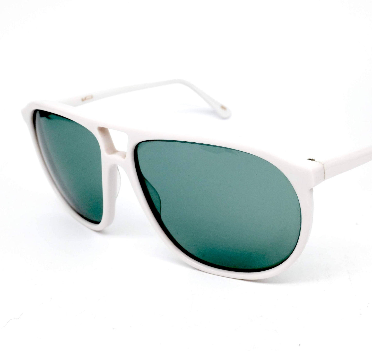 Lozza Zilo Sport white cello aviator sunglasses w crystal lenses, 1970’s  NOS Italy