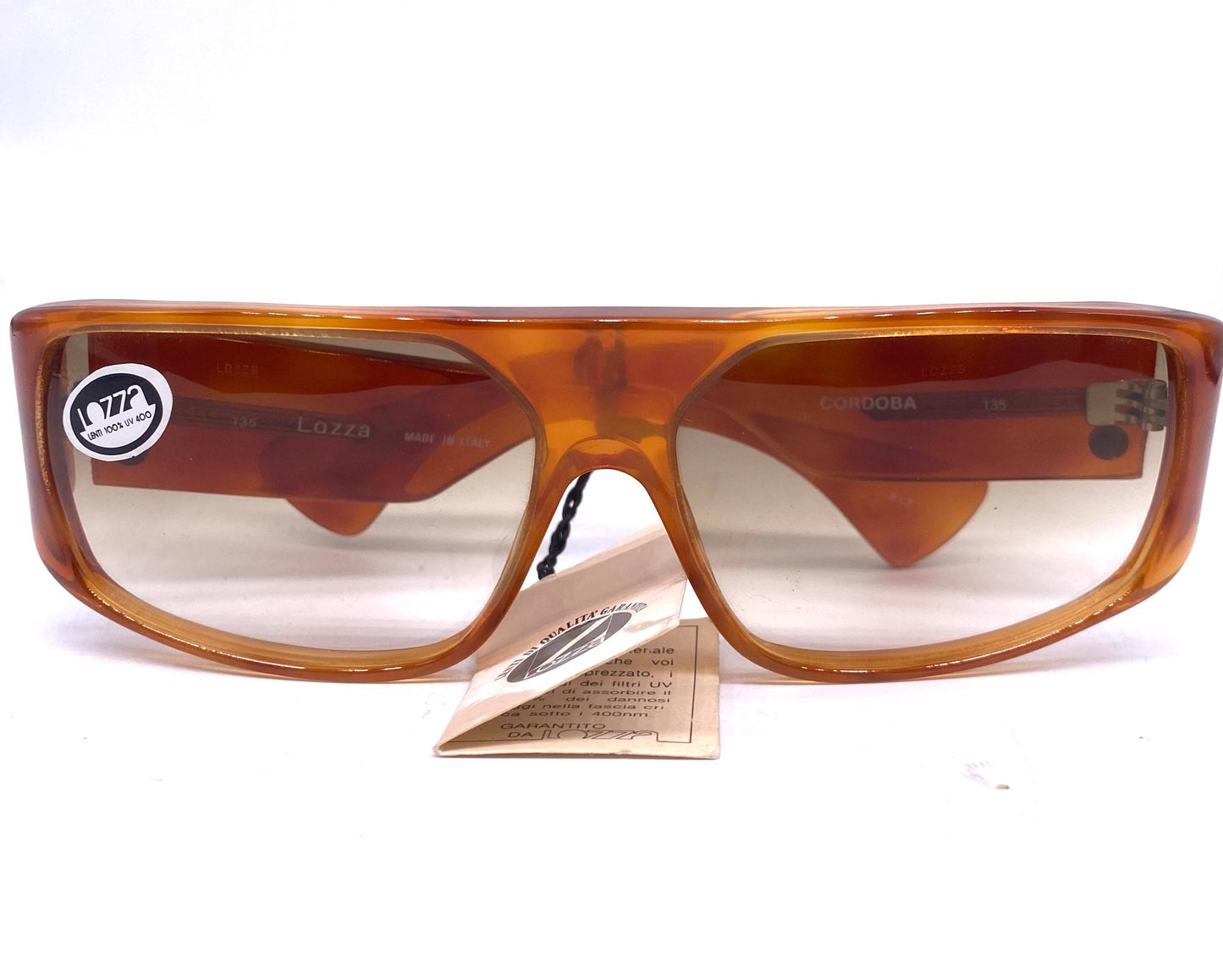 Lozza Cordoba wrap sunglasses with flat browline, in a thick Demi blonde cello, NoS 70s
