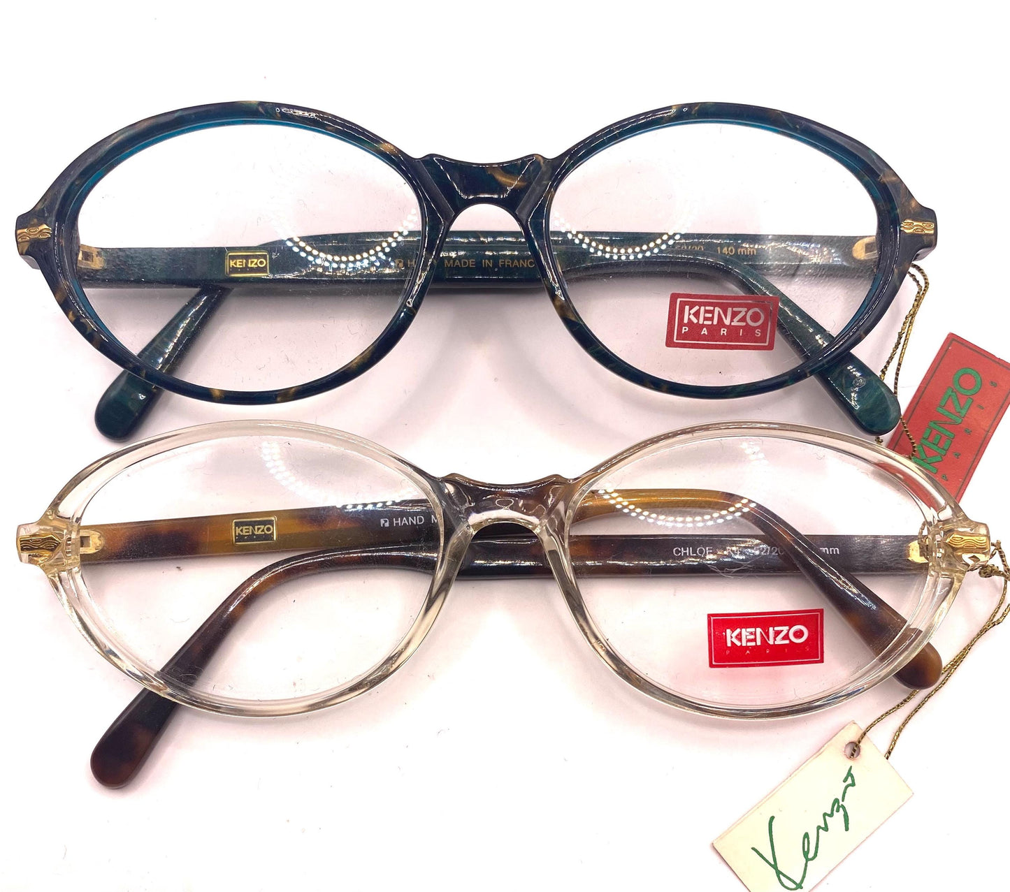 Kenzo Chloe retro oval cello frames in 2 beautiful colours, NOS 80s France