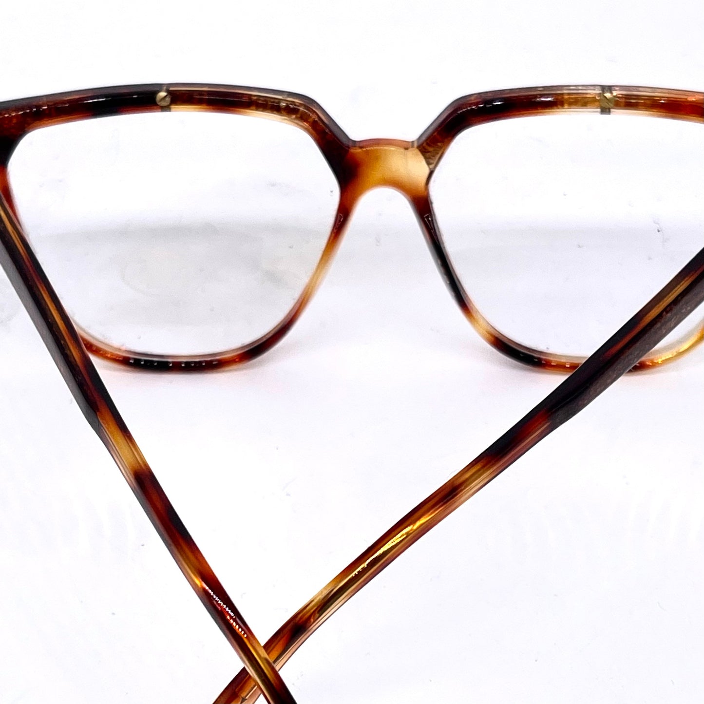 Fendi by Lozza FV86 square tortoise eyeglasses with golden brown details, NOs 80s