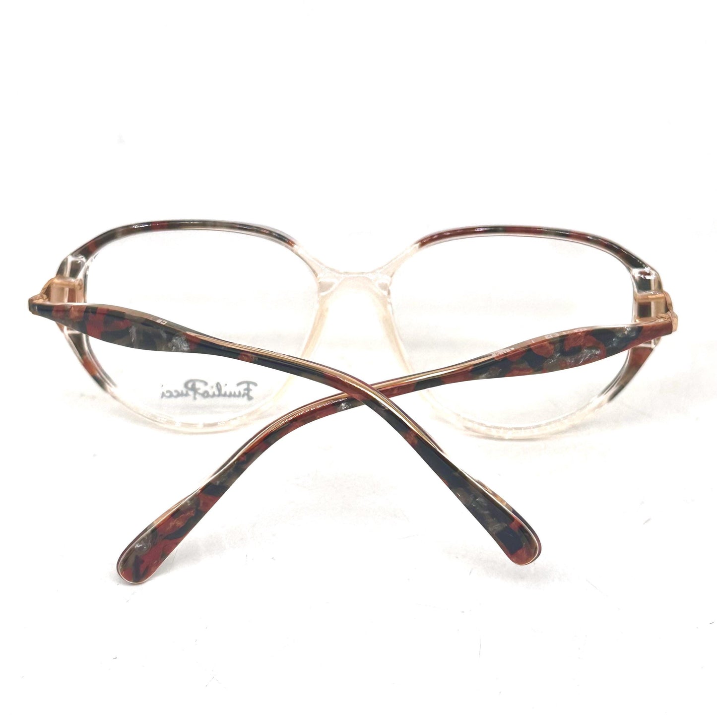 Emilio Pucci 492 clear eyewear detailed with brown and black marble parts and gold temples 80s NoS Made in Florence